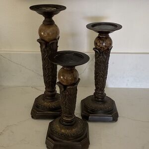 Vintage-Inspired Brown Candle Holders